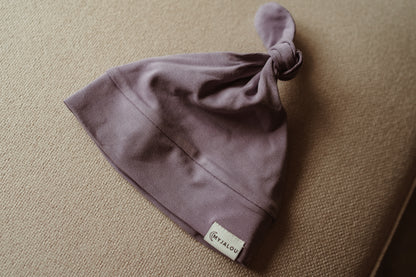 Newborn hat - top knot - Dusty Lilac